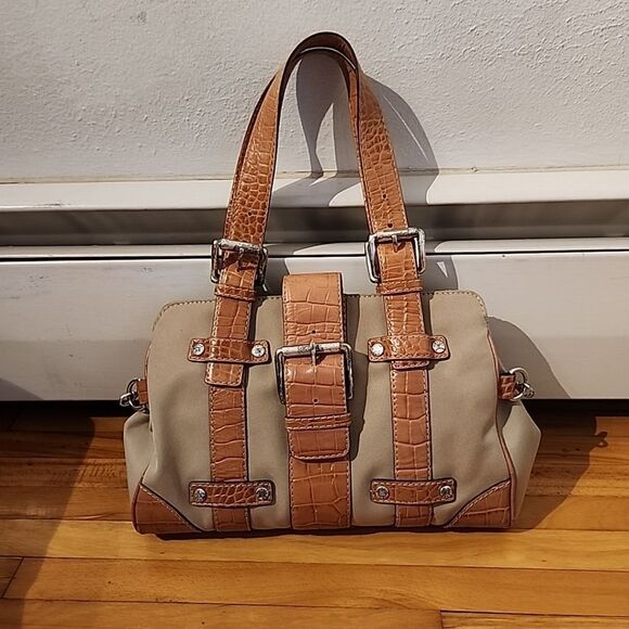 Vtg Michael Buckle Flap Hobo Shoulder Bag Purse Camel Saddle Y2k READ DAMAGE - Picture 1 of 15